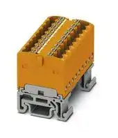 3002952: Panel Mount Barrier Terminal Block, Orange, NS15, 17.5 A, 500 V, 18 Pole, Push In, 14 AWG