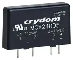 MCX240D5: Solid State Relay, MCX Series, SIP, SPST-NO, 5 A, 280 Vrms, PCB, Through Hole, Zero Crossing