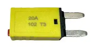 MP015931: Thermal Circuit Breaker, Mini Type T3, MP 102 Series, 20 A, 1 Pole, 28 V, Auto Fuse Holder