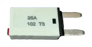 MP015932: Thermal Circuit Breaker, Mini Type T3, MP 102 Series, 25 A, 1 Pole, 28 V, Auto Fuse Holder
