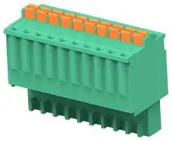 1-2842528-0: Pluggable Terminal Block, Green, 2.5 mm, 10 Ways, 28 AWG, 20 AWG, 0.52 mm², Push In