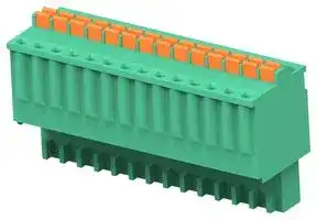 1-2842528-4: Pluggable Terminal Block, Green, 2.5 mm, 14 Ways, 28 AWG, 20 AWG, 0.52 mm², Push In