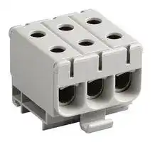 201606-6163: DIN Rail Mount Terminal Block, 3 Ways, 6 AWG, 0 AWG, 53 mm², Screw, 150 A