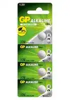 GPPBAA76F051: Battery, Pack of 4, 1.5 V, A76, Alkaline, 110 mAh, Pressure Contact, 4