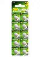 GPPBAA76F012: Battery, 1.5 V, A76, Alkaline, 110 mAh, Pressure Contact, 10