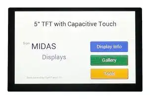 MDT5000C-V4: TFT LCD, 5 ", 800 x 480 Pixels, Landscape, RGB, 3.3V