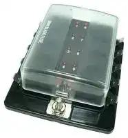 MC002795: Fuseholder, Panel Mount, 32V, 30A, Mini Blade Fuse, Quick Connect, 10 Positions