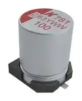 A781EK107M1ELAS035: Hybrid Aluminium Electrolytic Capacitor, 100 µF, ± 20%, 25 V, Radial Can - SMD, 0.035 ohm