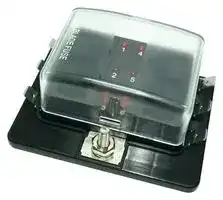 MC002797: Fuseholder, Panel Mount, 32V, 30A, Mini Blade Fuse, Quick Connect, 6 Positions