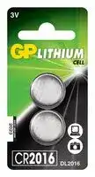 GPPBL2016141: Battery, 3 V, Lithium Manganese Dioxide, 90 mAh, Pressure Contact, 2