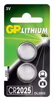 GPPBL2025153: Battery, 3 V, Lithium Manganese Dioxide, 160 mAh, Pressure Contact, 2