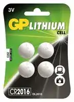 GPPBL2016142: Battery, 3 V, Lithium Manganese Dioxide, 90 mAh, Pressure Contact, 4