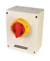 AU-KKVM332CC-YR: Fused Disconnect Switch, 30 A, 600 VAC, Yellow/Red Lockable Handle, 10x38 Midget/Class CC Fuses