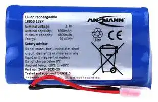 2447-3033-20 — Rechargeable Battery, 3.635 V, Lithium Ion, 7 Ah, Wire Leads, 1