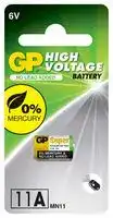 GPPBA11AF002: Battery, 6 V, A11, Alkaline, 38 mAh, Raised Positive and Flat Negative, 1
