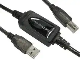 USB2-PREXT10M: USB Cable, Type A Plug to Type B Plug, 10 m, 33 ft, USB 2.0, Black