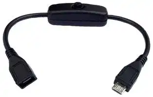 PSG-MICRO-MF-002B: USB Cable, Micro Type B Plug to Micro Type A Receptacle, 200 mm, 7.87 ft, USB 2.0, Black