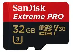 SDSQXCG-032G-GN6MA: Extreme Pro MicroSDHC Class 10 U3 V30 Memory Card, 32GB 95MB/s 90MB/s