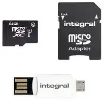 INMSDX64G10-SPTOTGR: Flash Memory Card, MicroSDXC Card, 64 GB, Class 10, UHS-I U1