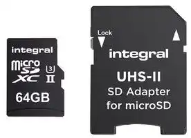 INMSDX64G-280/100U2: Flash Memory Card, MicroSDXC Card, 64 GB, Class 10, UHS-II U3, V60