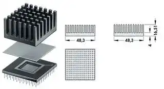 ICK PGA 19 X 19: Heat Sink, PGA, 8.8 °C/W, PGA, 48.3 mm, 16.51 mm, 48.3 mm