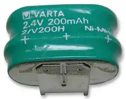 55620302059.: Rechargeable Battery, 2.4 V, Nickel Metal Hydride, 200 mAh, PCB Pins, 1