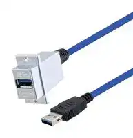 U3A00030-03M: USB 3.0 TYPE A COUPLER, FEMALE BULKHEAD MALE LATCHING 0.3M