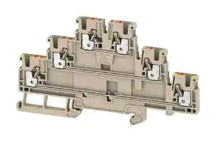 2428530000: DIN Rail Mount Terminal Block, 6 Ways, 28 AWG, 12 AWG, 2.5 mm², Push In, 24 A