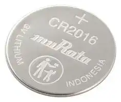 CR2016: Battery, 3 V, CR2016, Lithium Manganese Dioxide, 90 mAh, Pressure Contact, 1