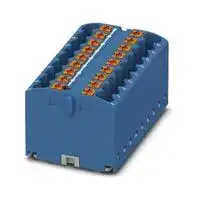 3273440: Panel Mount Barrier Terminal Block, Blue, Adhesive, 24 A, 450 V, 18 Pole, Push In, 12 AWG
