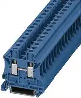 UT 6 BU.: DIN Rail Mount Terminal Block, 2 Ways, 24 AWG, 8 AWG, 6 mm², Screw, 50 A