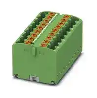3273446: Panel Mount Barrier Terminal Block, Green, Adhesive, 24 A, 450 V, 18 Pole, Push In, 12 AWG