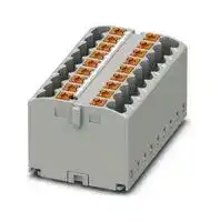 3273438: Panel Mount Barrier Terminal Block, Grey, Adhesive, 24 A, 450 V, 18 Pole, Push In, 12 AWG