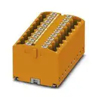 3273456: Panel Mount Barrier Terminal Block, Orange, Adhesive, 24 A, 450 V, 18 Pole, Push In, 12 AWG