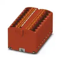 3273442: Panel Mount Barrier Terminal Block, Red, Adhesive, 24 A, 450 V, 18 Pole, Push In, 12 AWG
