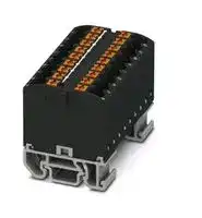 3274158: Panel Mount Barrier Terminal Block, Black, NS15, 24 A, 690 V, 18 Pole, Push In, 12 AWG