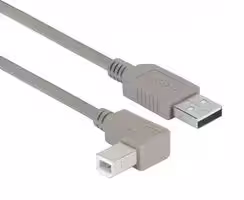 CAA-90RB-03M: USB Cable, Type A Plug to 90° Type B Plug, 300 mm, 11.8 ", Grey