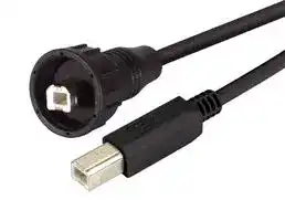 WPUSBBB-5M: USB Cable, Waterproof, Standard, Type B Plug to Type B Plug, 5 m, 16.4 ft, USB 2.0, Black