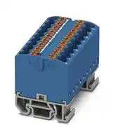 3274146: Panel Mount Barrier Terminal Block, Blue, NS15, 24 A, 690 V, 18 Pole, Push In, 12 AWG