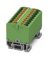 3274152: Panel Mount Barrier Terminal Block, Green, NS15, 24 A, 690 V, 18 Pole, Push In, 12 AWG