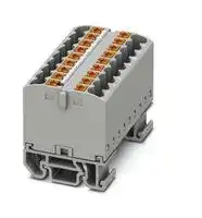 3274144: Panel Mount Barrier Terminal Block, Grey, NS15, 24 A, 690 V, 18 Pole, Push In, 12 AWG