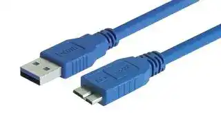 CAU3AMICB-03M: USB Cable, Type A Plug to Micro Type B Plug, 300 mm, 11.8 ft, USB 3.0, Blue