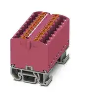 3274161: Panel Mount Barrier Terminal Block, Pink, NS15, 24 A, 690 V, 18 Pole, Push In, 12 AWG