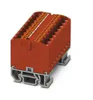 3274148: Panel Mount Barrier Terminal Block, Red, NS15, 24 A, 690 V, 18 Pole, Push In, 12 AWG