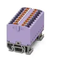 3274160: Panel Mount Barrier Terminal Block, Violet, NS15, 24 A, 690 V, 18 Pole, Push In, 12 AWG
