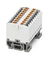 3274156: Panel Mount Barrier Terminal Block, White, NS15, 24 A, 690 V, 18 Pole, Push In, 12 AWG