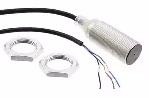 E2B-M18KS08-WP-B1 5M: Inductive Proximity Sensor, Cylindrical, 8 mm, M18, PNP / SPST-NO, PVC Pre-Wired