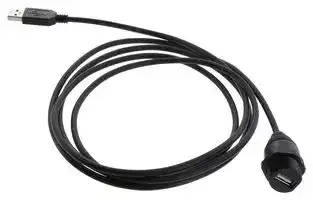 WPUSBAX-2M: USB Cable, Type A Plug to Type A Receptacle, 2 m, 6.6 ft, USB 2.0, Black