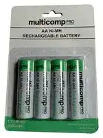 MP001176: Rechargeable Battery, 1.2 V, Nickel Metal Hydride, 2.6 Ah, AA, Raised Positive and Flat Negative