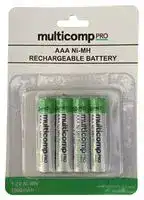 MP001178: Rechargeable Battery, 1.2 V, Nickel Metal Hydride, 1 Ah, AAA, Raised Positive and Flat Negative